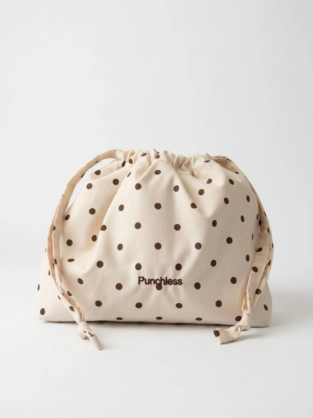 Vanilla Polka Dot Drawstring Pouch