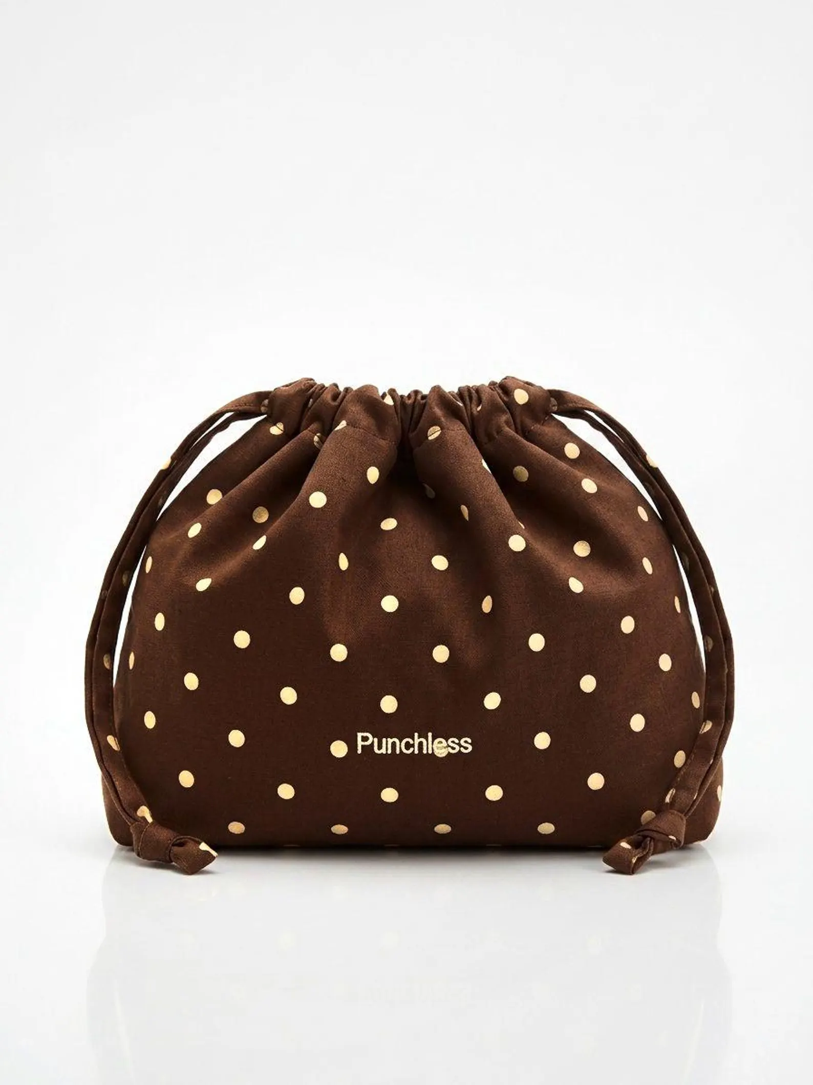 Cocoa  Polka Dot Drawstring Pouch