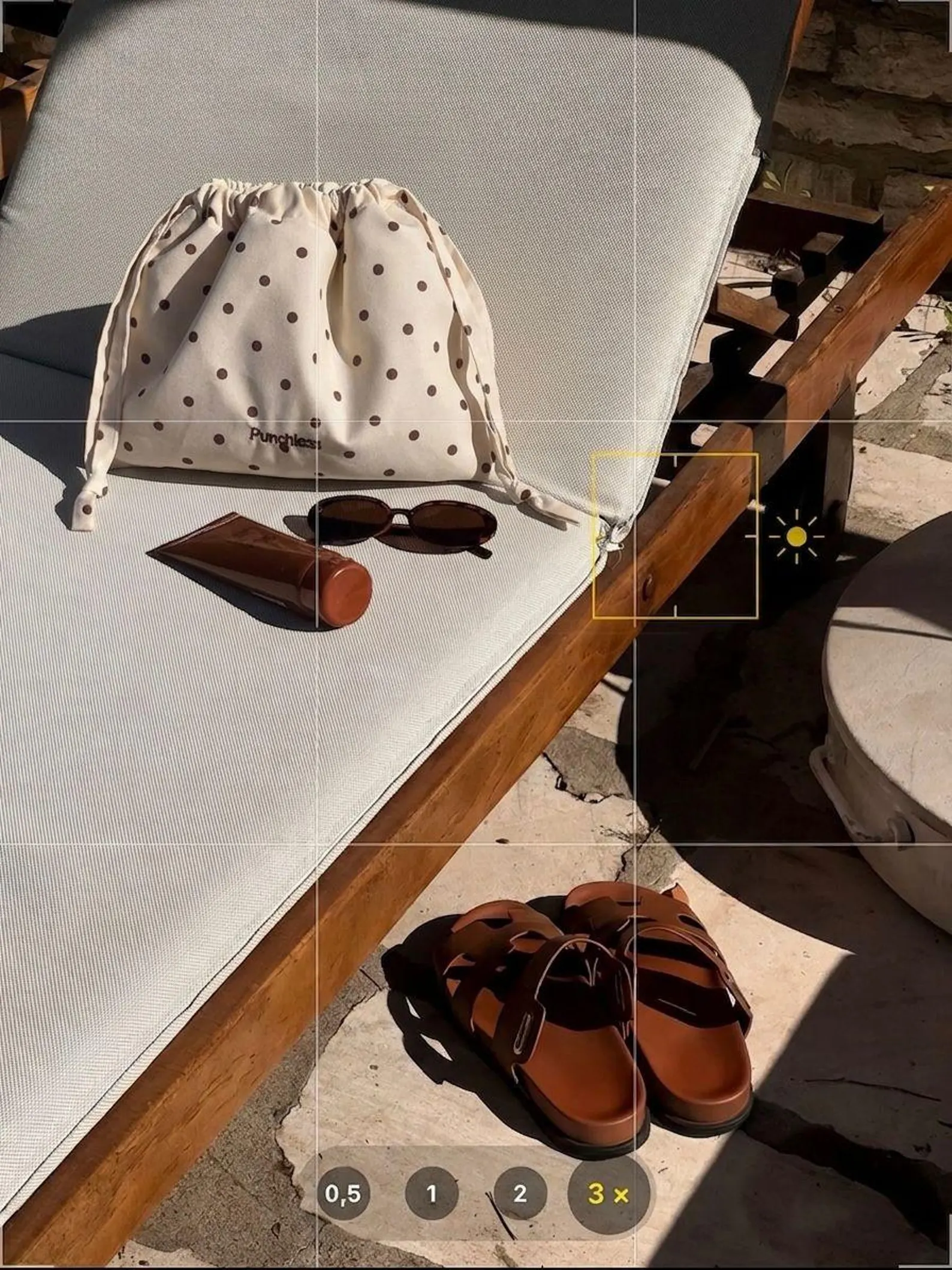 Vanilla Polka Dot Drawstring Pouch